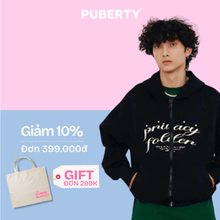 Hoodie zip unisex oversize local brand PUBERTY 5-STARS HOODIE ZIP / ĐEN