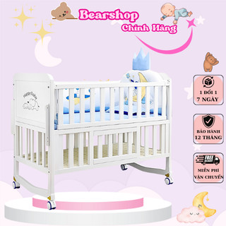 Cũi trắng cho bé cũi trẻ em gỗ thông 2 tầng đa năng 5in1 an toàn cho bé -bearshop