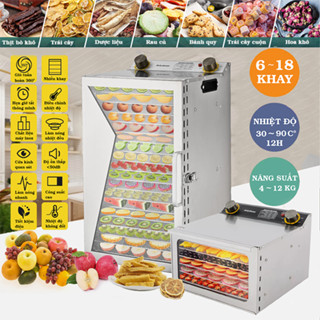 Máy sấy hoa quả, trái cây - Máy sấy khô thực phẩm 6 khay inox [BH 12 Tháng]
