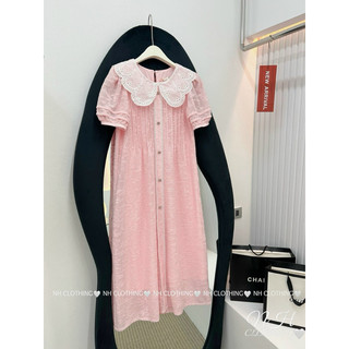 Váy ren cổ thêu nơ đá sm