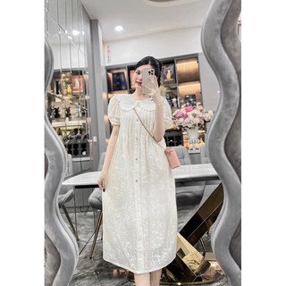 Váy ren cổ thêu nơ đá sm