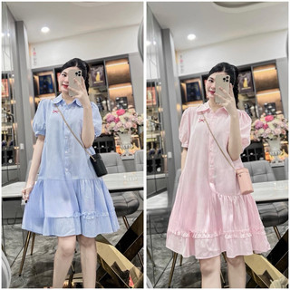 Váy kẻ thêu nơ sm