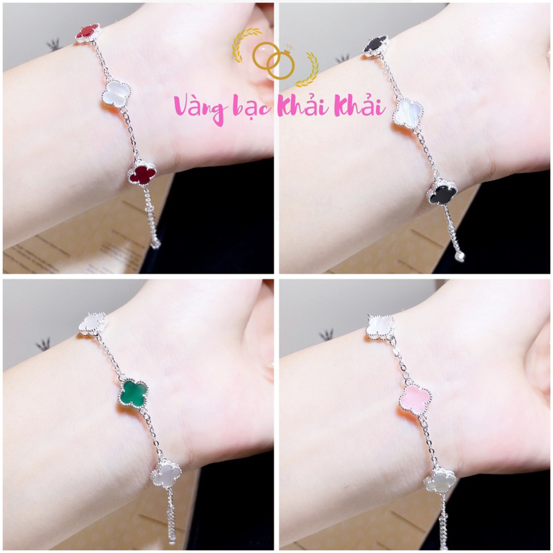 Lắc tay cỏ bốn lá bạc ta - Lắc tay nữ cỏ 4 lá Bạc ta - Vàng bạc Khải Khải