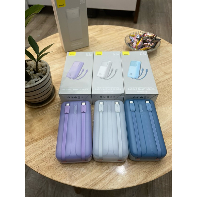 Pin sạc dự phòng chính hãng Baseus 20000mAh Type C PD 22.5W PPMD20 liền cáp Lightning và Type C có led hiện % pin | BigBuy360 - bigbuy360.vn
