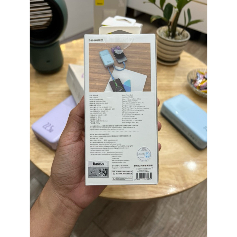 Pin sạc dự phòng chính hãng Baseus 20000mAh Type C PD 22.5W PPMD20 liền cáp Lightning và Type C có led hiện % pin | BigBuy360 - bigbuy360.vn