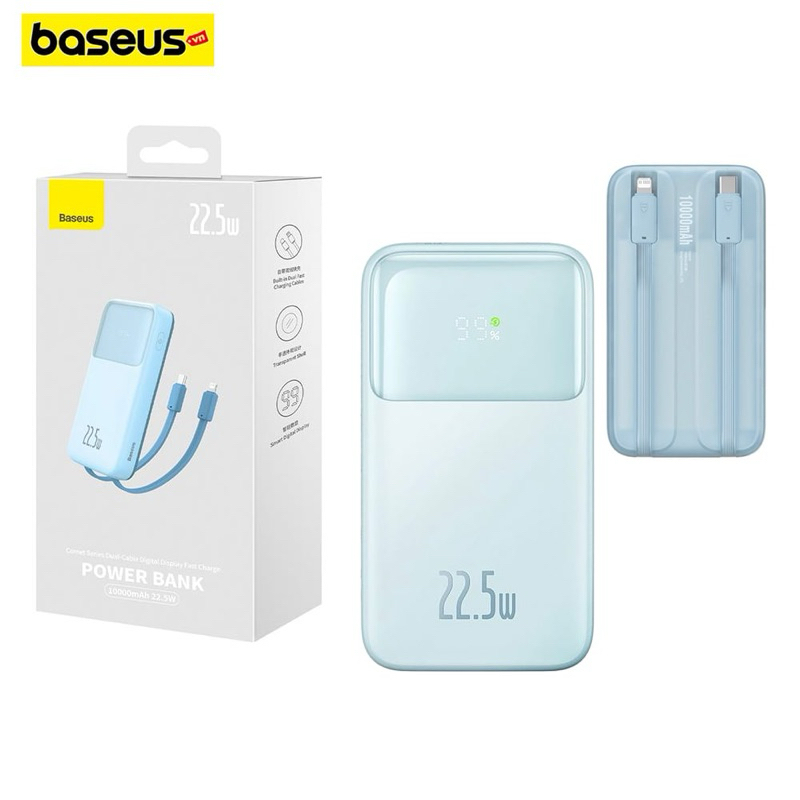 Pin sạc dự phòng chính hãng Baseus 20000mAh Type C PD 22.5W PPMD20 liền cáp Lightning và Type C có led hiện % pin | BigBuy360 - bigbuy360.vn