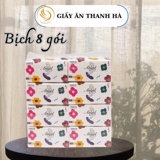Giấy ăn Thanh Hà 8 gói. giấy khăn ăn, giấy lụa, giấy khăn rút 450 tờ 4 lớp