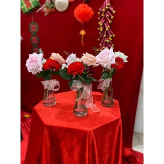 Vải nhung đỏ trang trí khăn trải bàn ,phông nền tết, noel 5m x 1,5m
