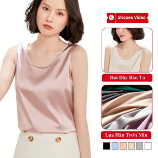 Áo Ba Lỗ Sát Nách Lụa Hàn Nữ Có Bigsize Madela Vải Mềm Mịn Thoáng Mát, Áo Lụa 2 Dây Sát Nách Nữ Cổ Tròn