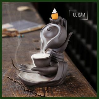  ULH37.Lư Xông Trầm Hương Bàn Tay và Bình Phật  ƯU ĐÀM _ Quà Tặng Phong Thuỷ  