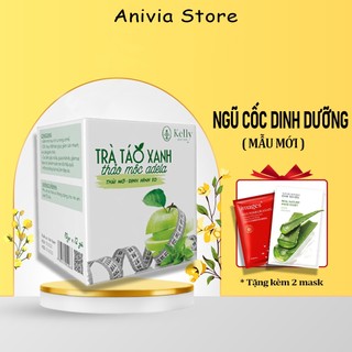 Trà táo xanh giảm cân - thảo mộc định hình eo thon kelly adela detox hộp 12 gói kiểm soát cân nặng