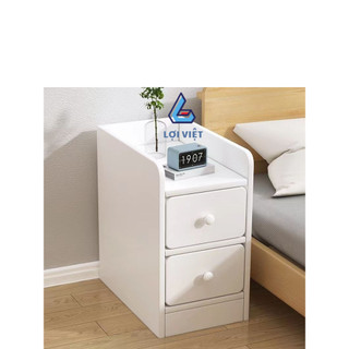 Tủ tab kê đầu giường 2 ngăn kéo LỢI VIỆT, kệ để đồ trang điểm lắp ghép tiện lợi chất liệu gỗ MDF phủ melamin - H51
