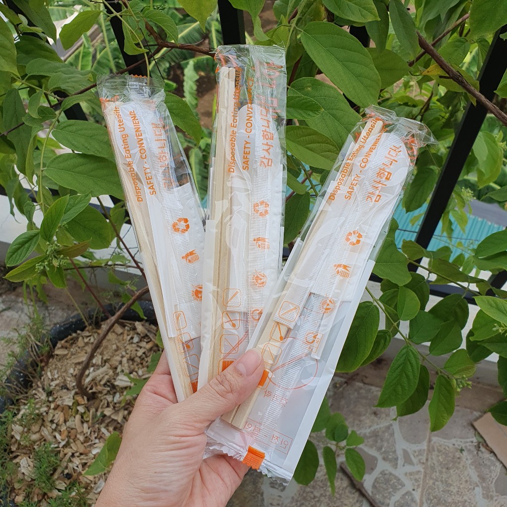 100 set COMBO 4 IN 1 Đũa thìa tăm giấy - Dùng 1 lần tiện lợi - Đũa dùng 1 lần