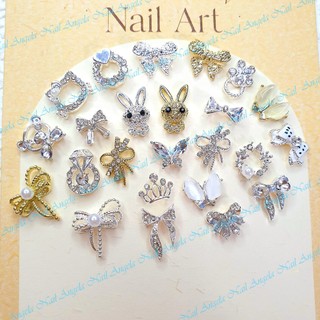 Charm hoa tròn charm thỏ charm vương miện charm nơ charm nail gắn móng đính móng trang trí móng tay