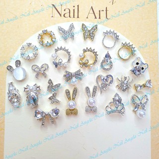 Charm trái tim charm bươm' charm đồng hồ thỏ charm nơ charm nail gắn móng đính móng trang trí móng tay