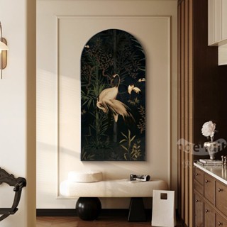 Tranh tùng hạc diên niên KHUNG VÒM sang trọng trang trí lối vào nhà, phòng khách, phòng trà đạo, phòng thiền by Printek