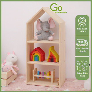 Kệ đựng sách,đựng đồ chơi cho bé chất liệu Gỗ thông lắp ráp dễ dàng - Gu decor wooden