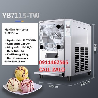 Máy làm kem cứng YB7115-TW ,Dung tích 6L,công suất 1350w -có thể làm được kem Gelato, kem sữa chua-Hàng chính hãng