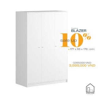 BLAZER, Tủ quần áo 3 cửa mở WAR_003, 117x55x176cm, tủ đựng quần áo Scandi Home