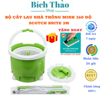 Cây lau nhà tự vắt chổi lau nhà 360 độ thông minh scotch brite 3m hàng chính hãng