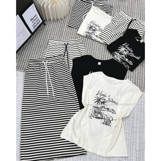 Set Áo Cây Dừa Chân Váy Kẻ QCCC