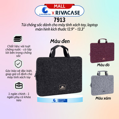[HỎA TỐC] Túi chống sốc Rivacase 7913 dành cho Laptop 12.9" - 13.3" - Hàng Chính Hãng