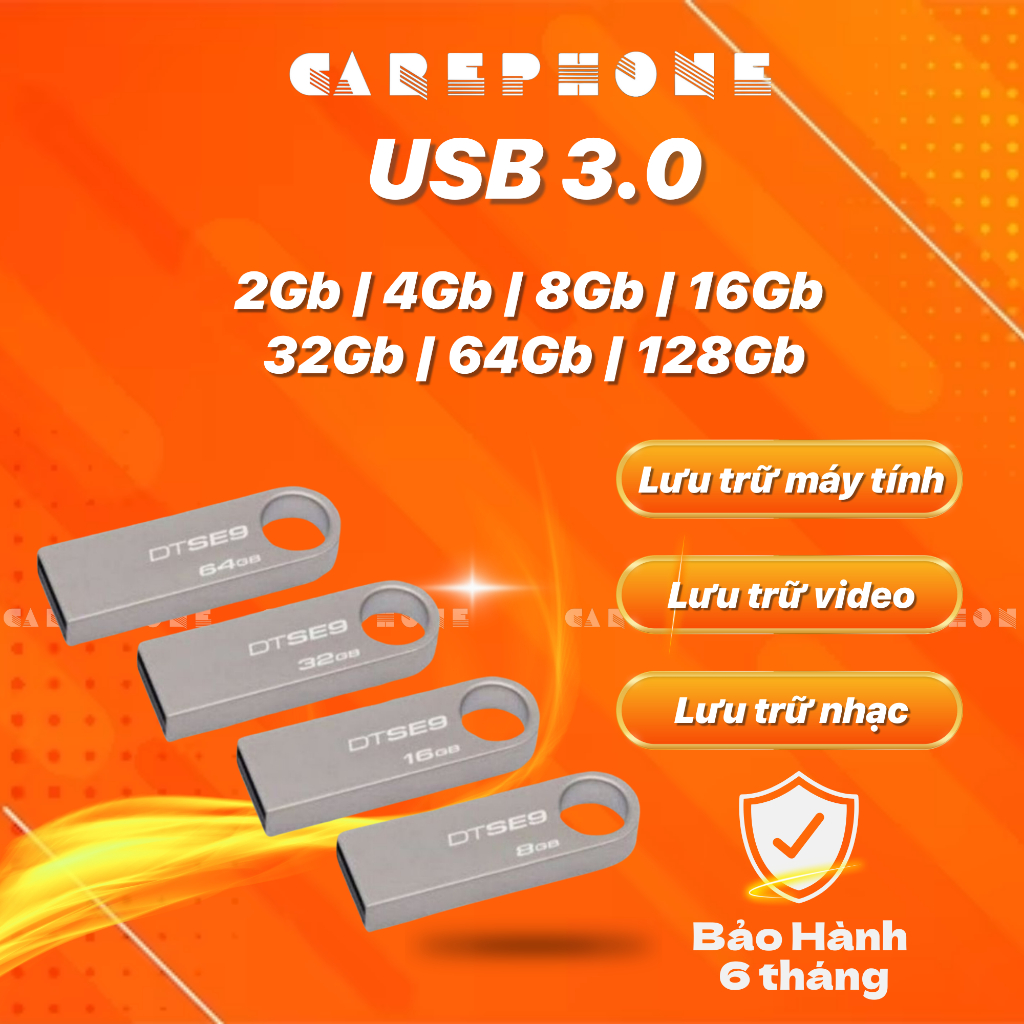 Usb Kinton 64gb , 32gb , 16gb , 8gb , 4gb ,128gb lưu trữ dữ liệu thiết kế nhỏ gọn, vỏ kim loại, chống nước - CarePhone