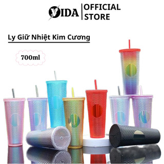 Ly giữ nhiệt kim cương , 2-3h giữ nhiệt - ly giữ nhiệt 700ml tặng kèm túi và ống hút sp412326107