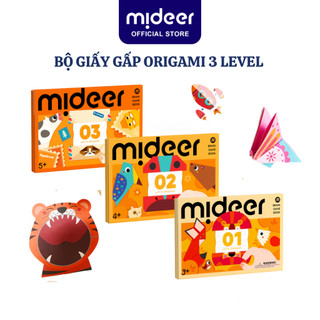 Giấy gấp origami mideer origami 3 cấp độ, đồ chơi thủ công giáo dục sáng tạo cho bé 2 3 4 5 tuổi