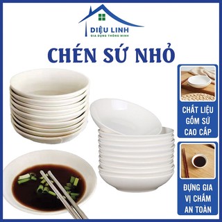 Chén sứ nhỏ muối chấm bánh bèo đường kính 9.5cm độ cao 2.2cm màu trắng gốm sứ cao cấp dieulinhshop