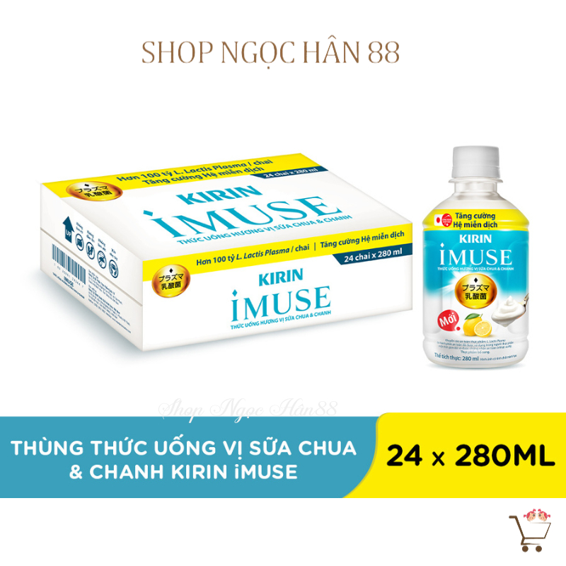 Thùng 24 chai nước uống Kirin Imuse vị sữa chua và chanh  280ml