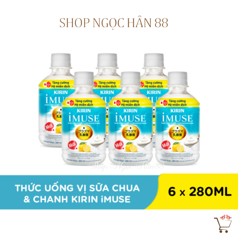 Lốc 6 chai nước uống Kirin Imuse vị sữa chua và chanh 280ml