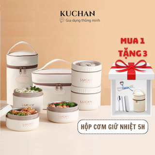 Hộp cơm giữ nhiệt Kuchan Hộp đựng cơm văn phòng Tặng Túi, Cà mên giữ nhiệt dùng được trong lò vi sóng SP02