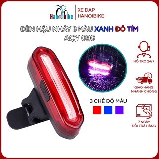 Đèn hậu gắn xe đạp cảnh báo nháy cảnh sát 3 màu AQY 096 xanh đỏ tím