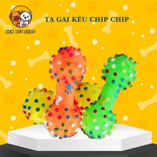 Đồ chơi chó mèo cao su quả tạ gai cho chó mèo kêu chip chip