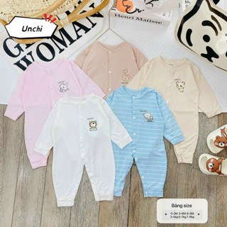 Bộ body body dài tay cho bé trai bé gái sơ sinh Unchi phong cách Hàn Quốc chất petit mềm mịn mát thấm hút mồ hôid