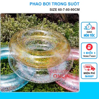 Phao Bơi Tròn Trong Suốt - Phao Kim Tuyến Size 60-70-80-90cm