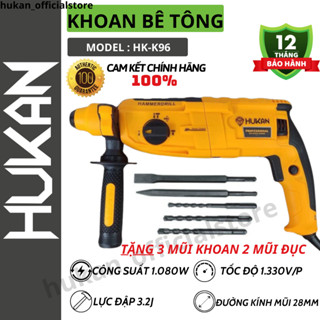 [Vàng] Máy Khoan Bê Tông Chính Hãng HUKAN HK-K96 - 3 Chức Năng Công Suất Định Mức 1050W