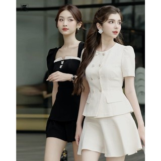 Áo kiểu 2 hàng cúc 2 bên, túi giả ngắn tay Twenty.Five AL24