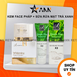 Sữa rửa mặt trà xanh x2 a cosmetics + kem face pháp a phương anh