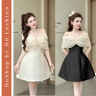  Váy dự tiệc thiết kế trễ vai kèm hoa cài đá chất tafta 2 lớp tiểu thư sang trọng TX2 DOSHOP 