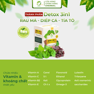  Combo 4 Hộp Tặng 1 Bột Rau 3in1 Rau má Diếp cá Tía tô EHERBAL chính hãng 84 gói 