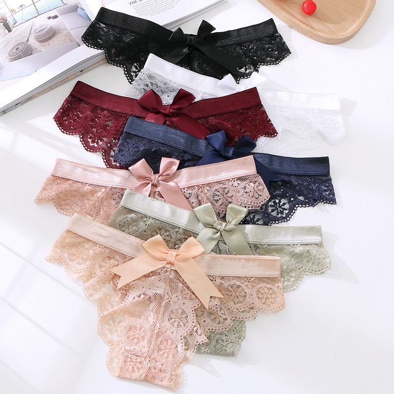 Quần Lót Ren Nữ Cạp Đính Nơ Siêu Sexy H09   A313