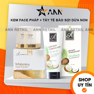 [Chính hãng] Combo Tẩy tế bào sợi dừa non A Cosmetics + Kem Face Pháp A Mỹ phẩm Phương Anh