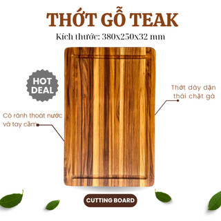 Thớt gỗ Chef Teak Đẳng Cấp Phong Cách Âu Mỹ - Dùng Cắt Thái Chặt Trang Trí Thức Ăn, Làm Bánh