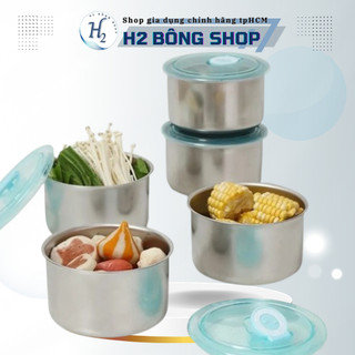 Set 5 hộp đựng thực phẩm giữ nhiệt tròn, Hộp đựng thực phẩm inox