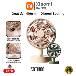 Quạt Tích Điện Để Bàn 7 Cánh Xiaomi Sothing Siêu Mát, Pin 2000mAh, Màn Hình Điện Tử.