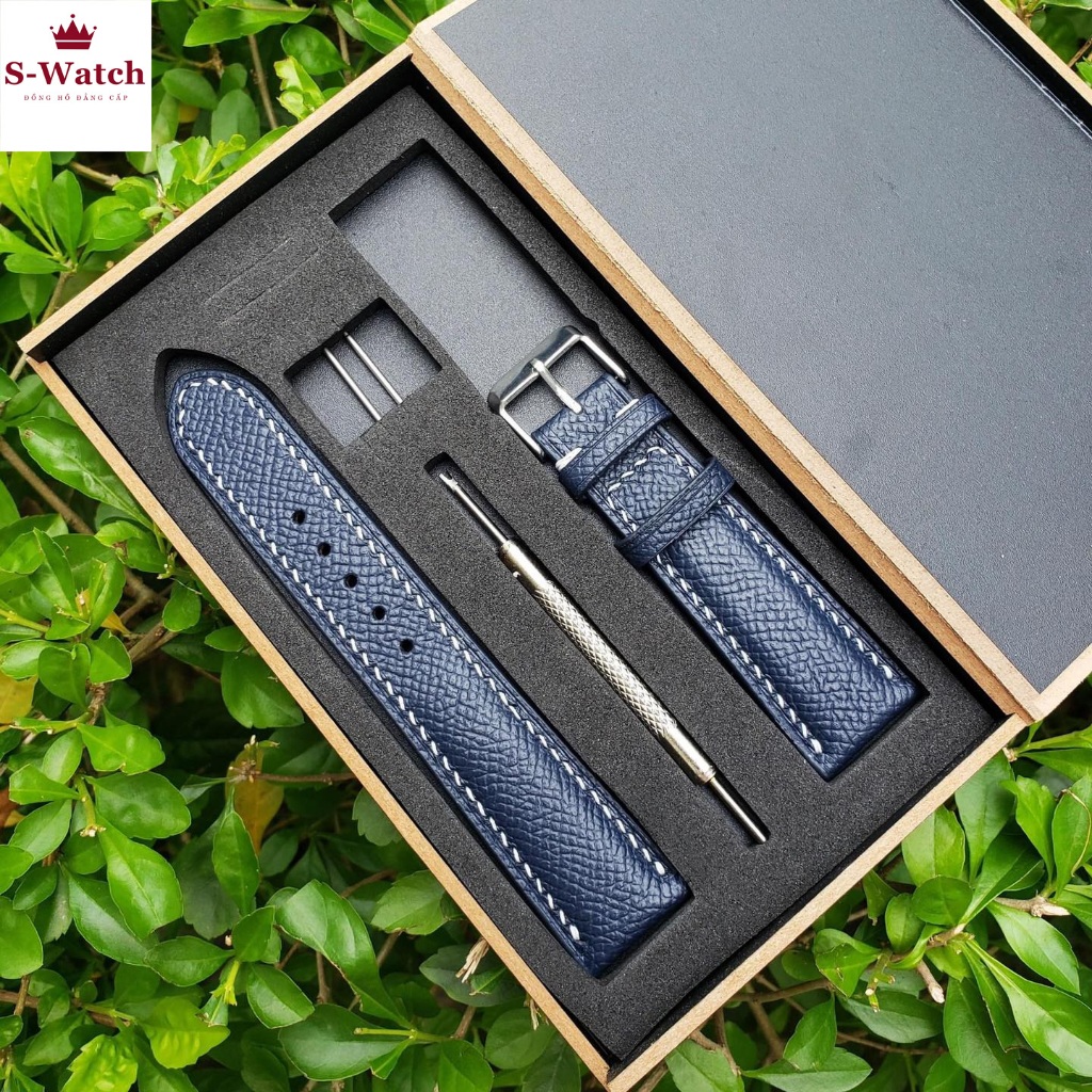 Dây đồng hồ da bò Epsom dây da đồng hồ 22mm 20mm 18mm khóa bạc kèm hộp (81)