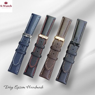 Dây đồng hồ da bò Epsom dây da đồng hồ 22mm 20mm 18mm handmade nam gia xịn cao cấp Kèm Hộp