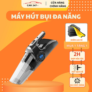 Máy Hút Bụi Ô Tô Đa Năng 4 Trong 1 - Hút Bụi , Bơm Lốp , Đo áp Suất Lốp , Đèn Pin Chiếu Sáng , Bảo Hành 12 Tháng